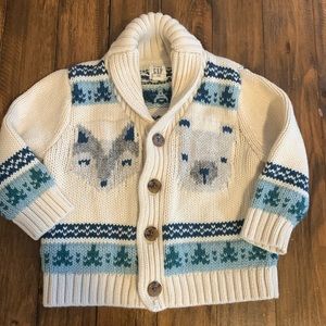 Baby Gap Chunky Knit Winter Holiday Christmas Winter Sweater Cardigan 12-18m
